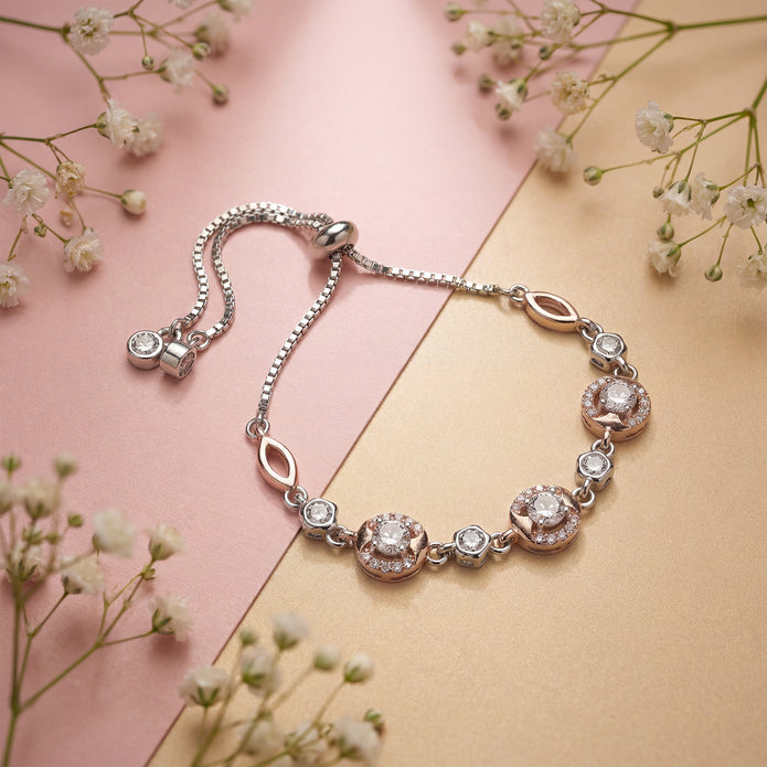 Celeste Halo 925 Silver Adjustable Bracelet