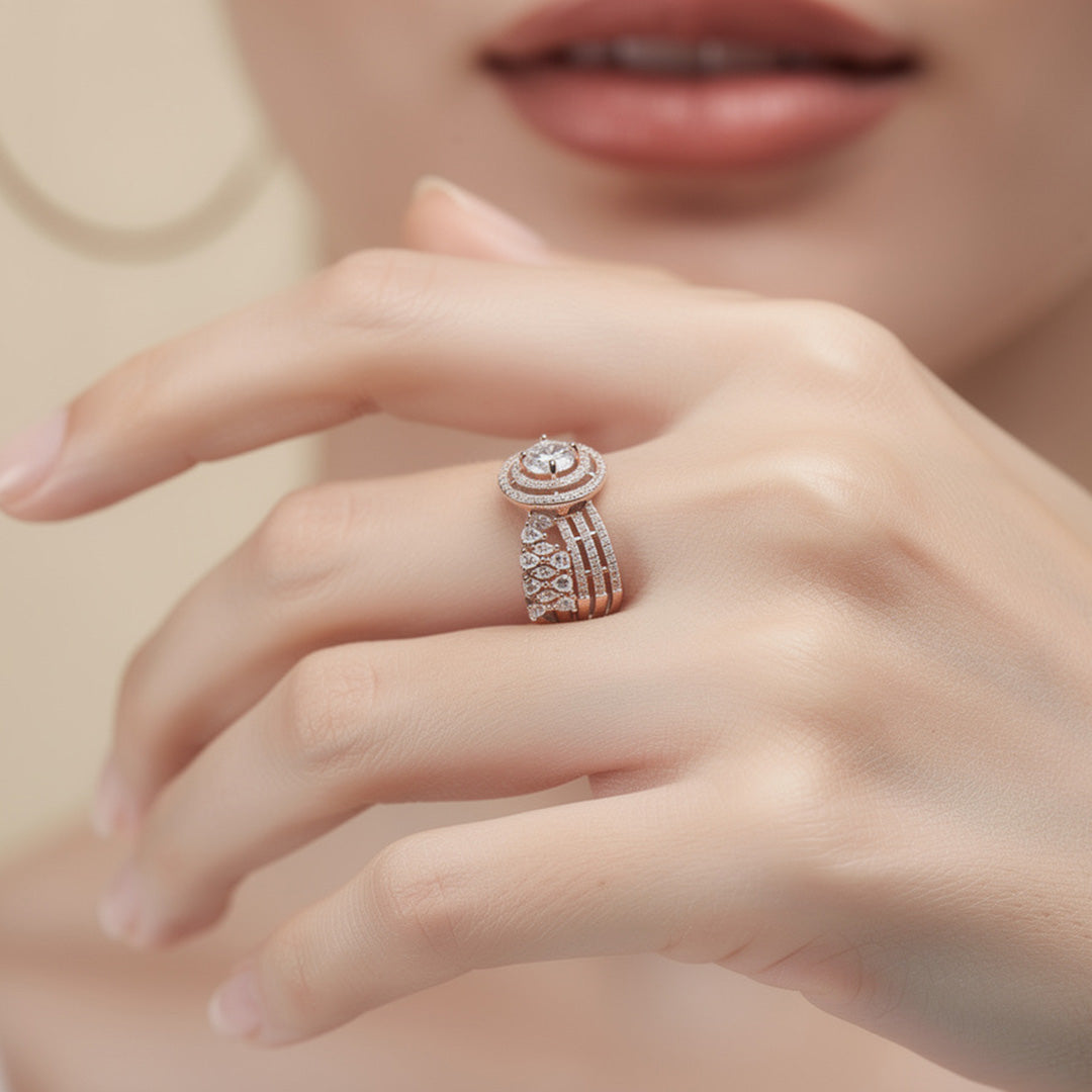 Rosé Halo Grandeur 925 Silver Ring