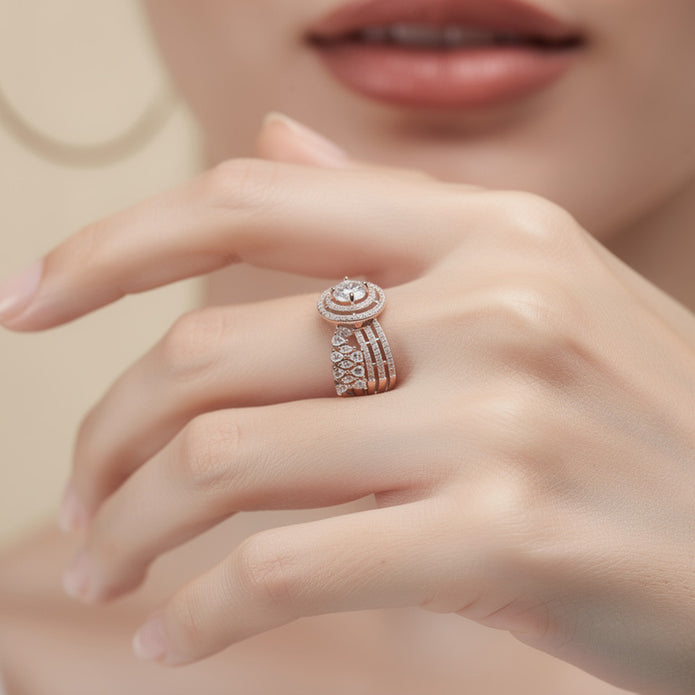 Rosé Halo Grandeur 925 Silver Ring