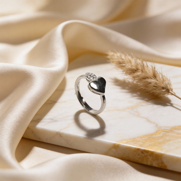 Petite Heart Duo 925 Silver Ring