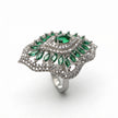 Emerald Petal Mirage 925 Silver Statement Ring