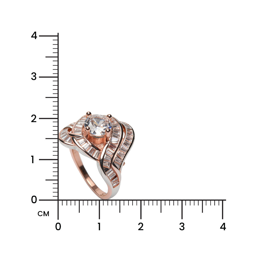 Rosé Wave Baguette 925 Silver Ring