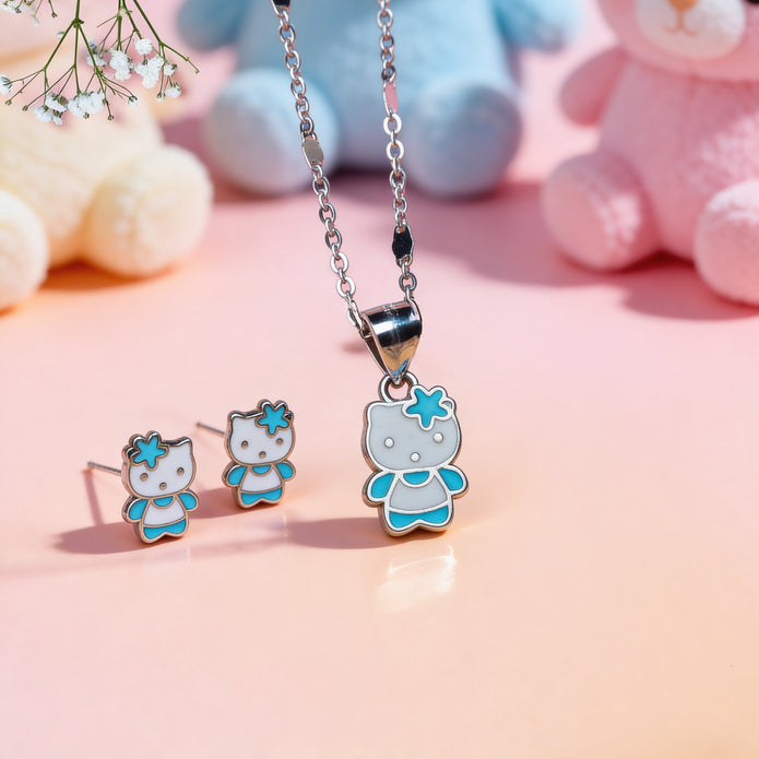 Nilo 925 Kids Jewellery Kitty Bloom Set
