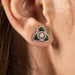 Emerald Halo Bloom 925 Silver Stud Earrings