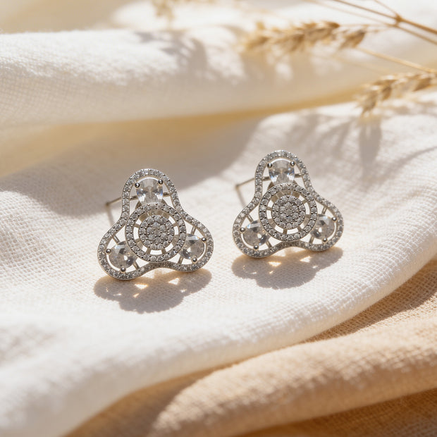 Crystal Orbit Trio 925 Silver Stud Earrings