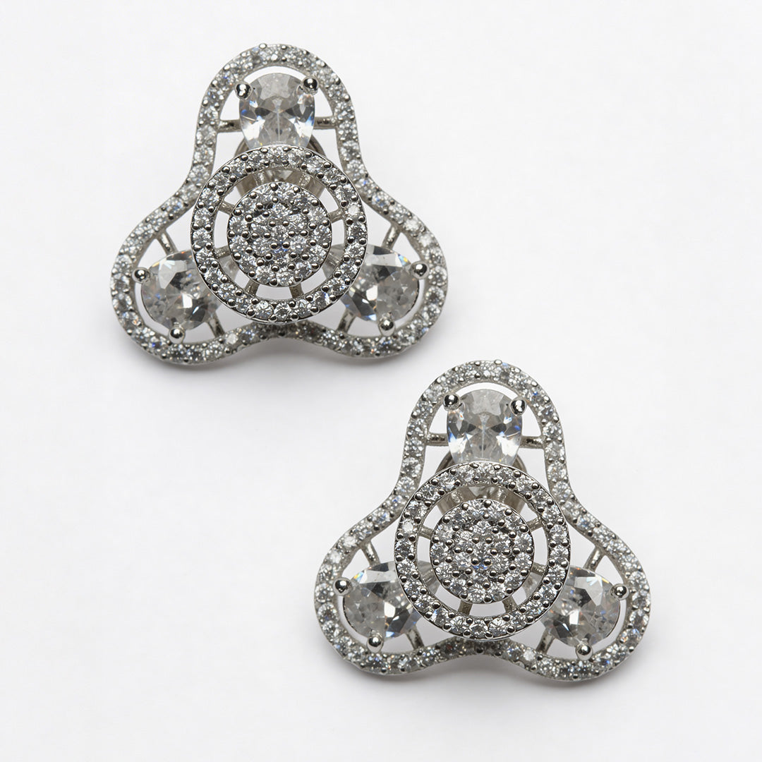 Crystal Orbit Trio 925 Silver Stud Earrings