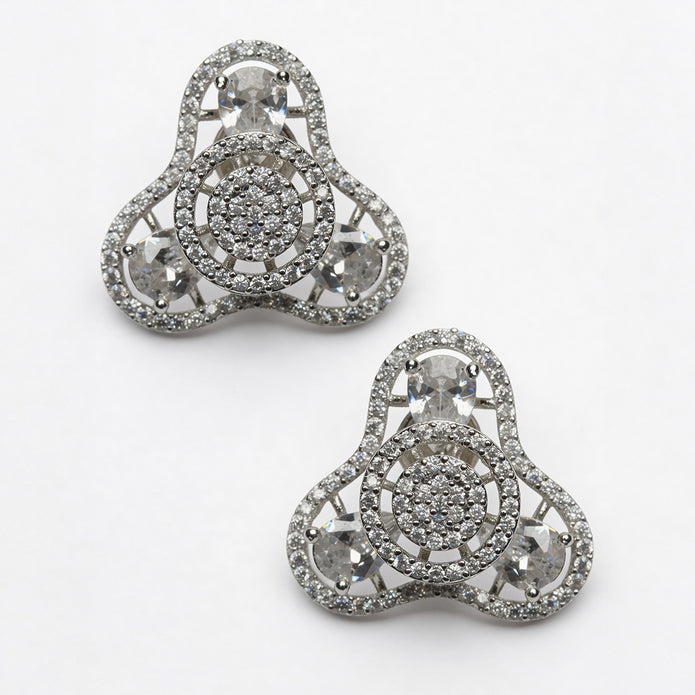 Crystal Orbit Trio 925 Silver Stud Earrings