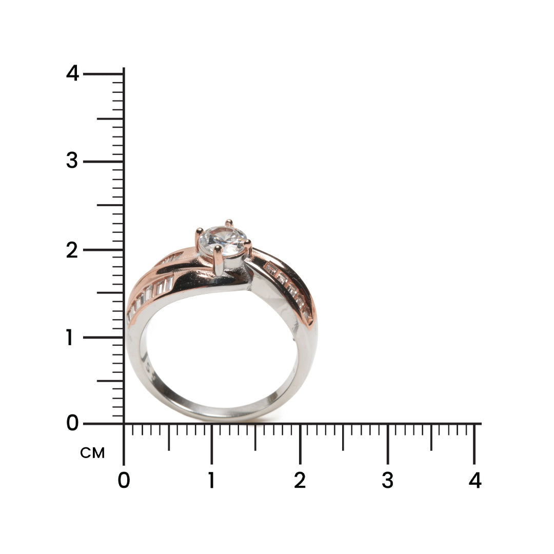 Dual Band Rosé Solitaire 925 Silver Ring
