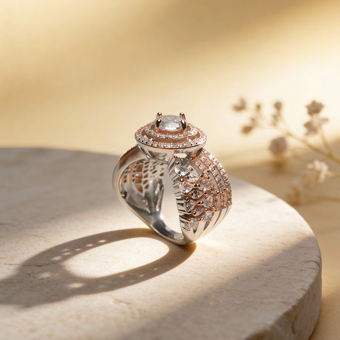 Rosé Halo Grandeur 925 Silver Ring
