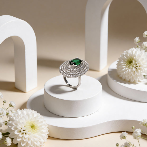 Emerald Orbit Luxe 925 Silver Ring