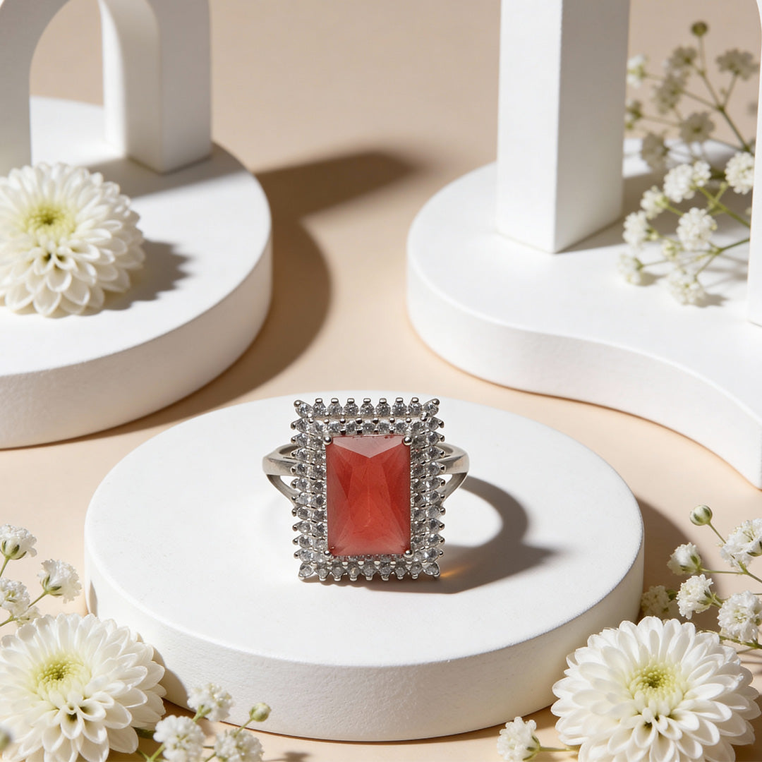Ruby Frame Elegance 925 Silver Ring