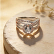 Triple Row Rosé Halo 925 Silver Ring