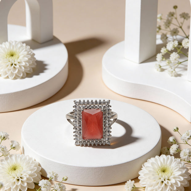Ruby Frame Elegance 925 Silver Ring