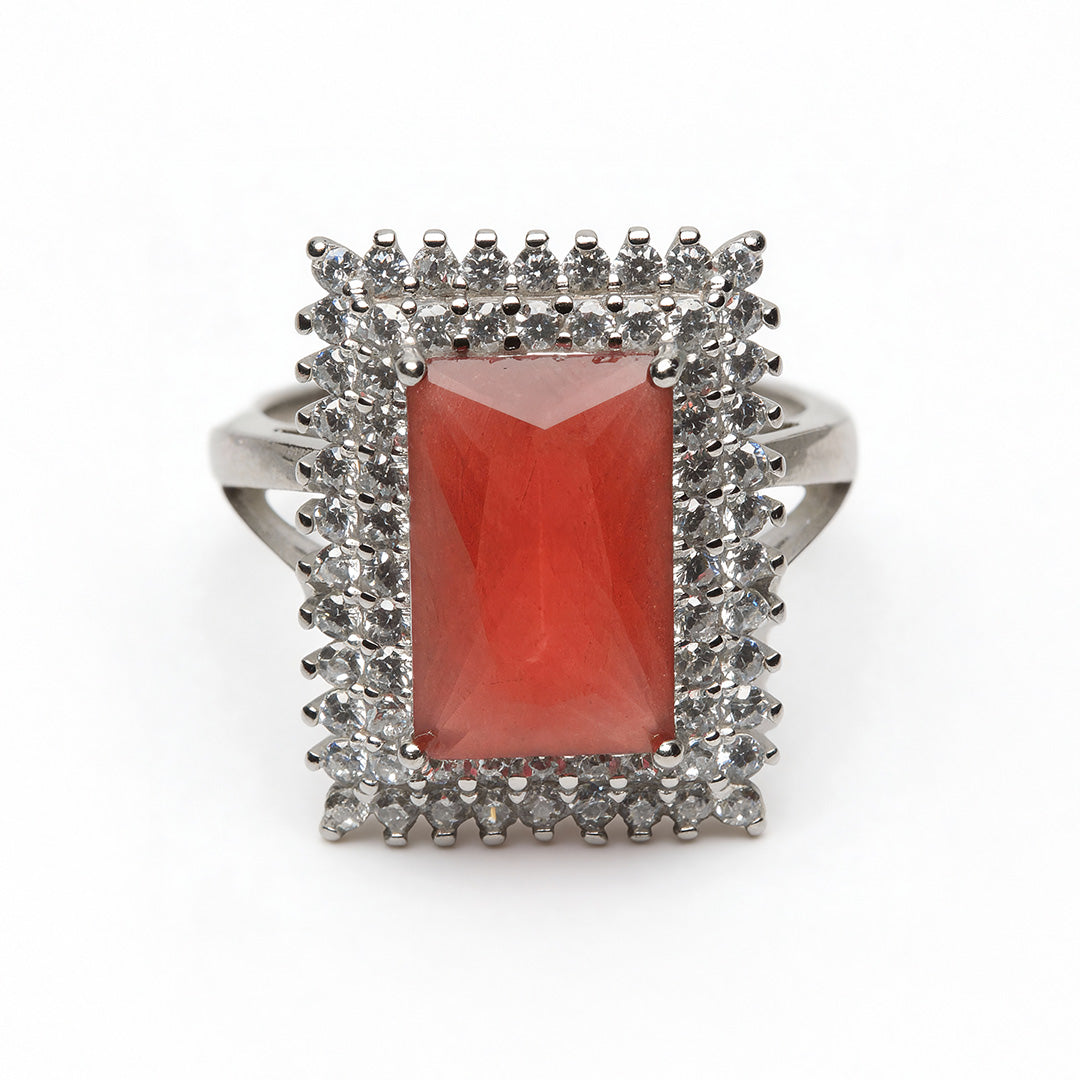 Ruby Frame Elegance 925 Silver Ring