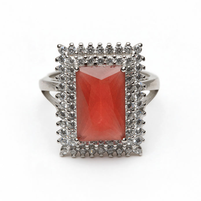 Ruby Frame Elegance 925 Silver Ring