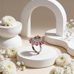 Crimson Bloom Royale 925 Silver Ring
