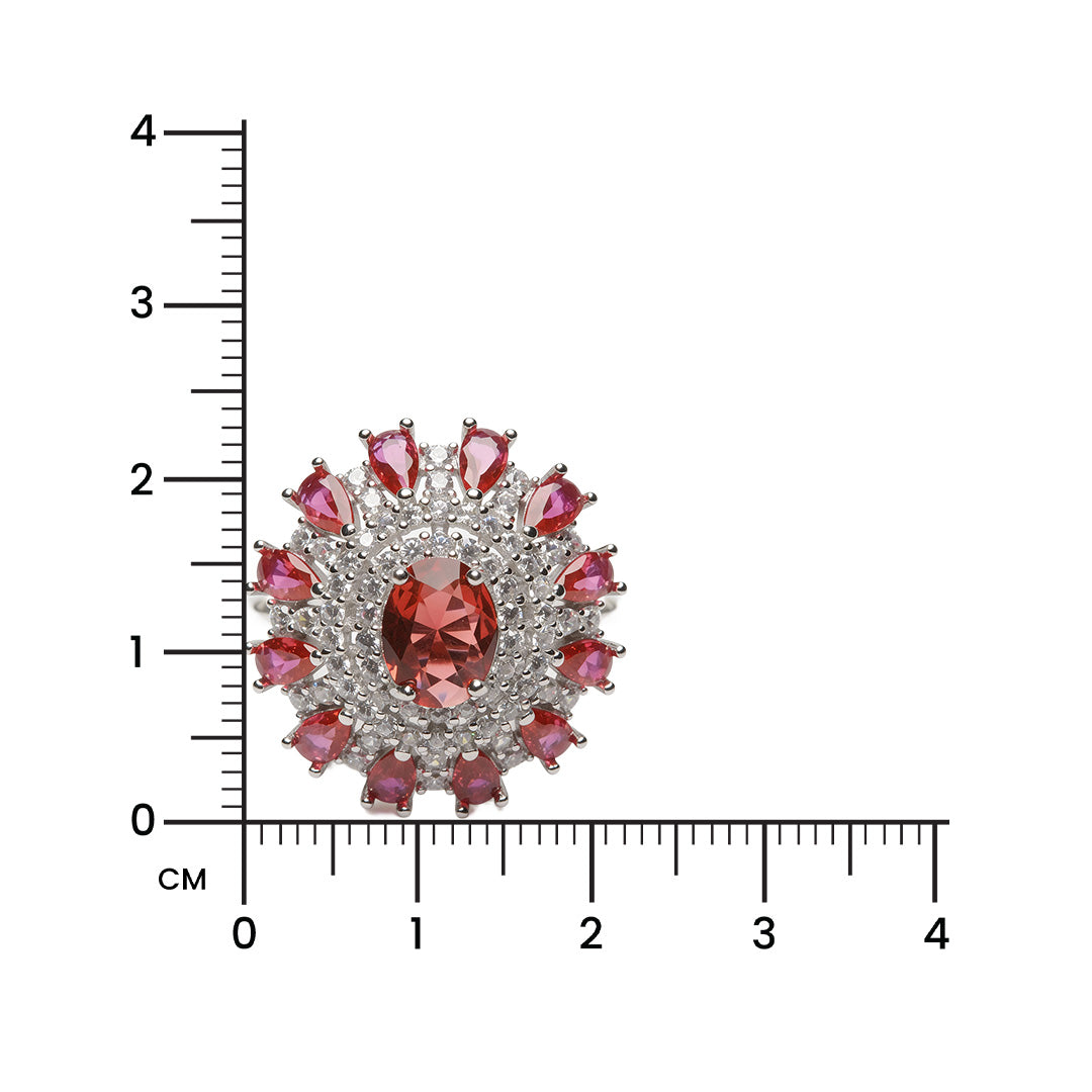 Crimson Bloom Royale 925 Silver Ring