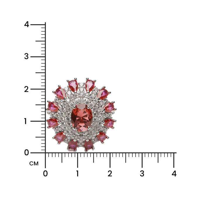 Crimson Bloom Royale 925 Silver Ring