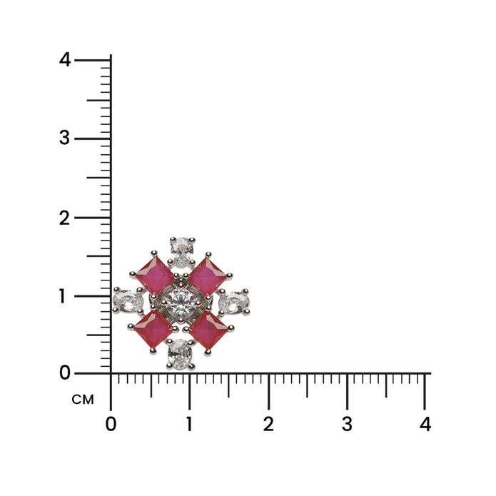 Ruby Square Blossom 925 Silver Stud Earrings