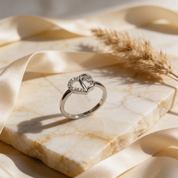 Open Heart Whisper 925 Silver Ring