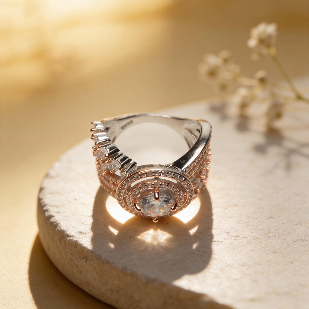 Rosé Halo Grandeur 925 Silver Ring