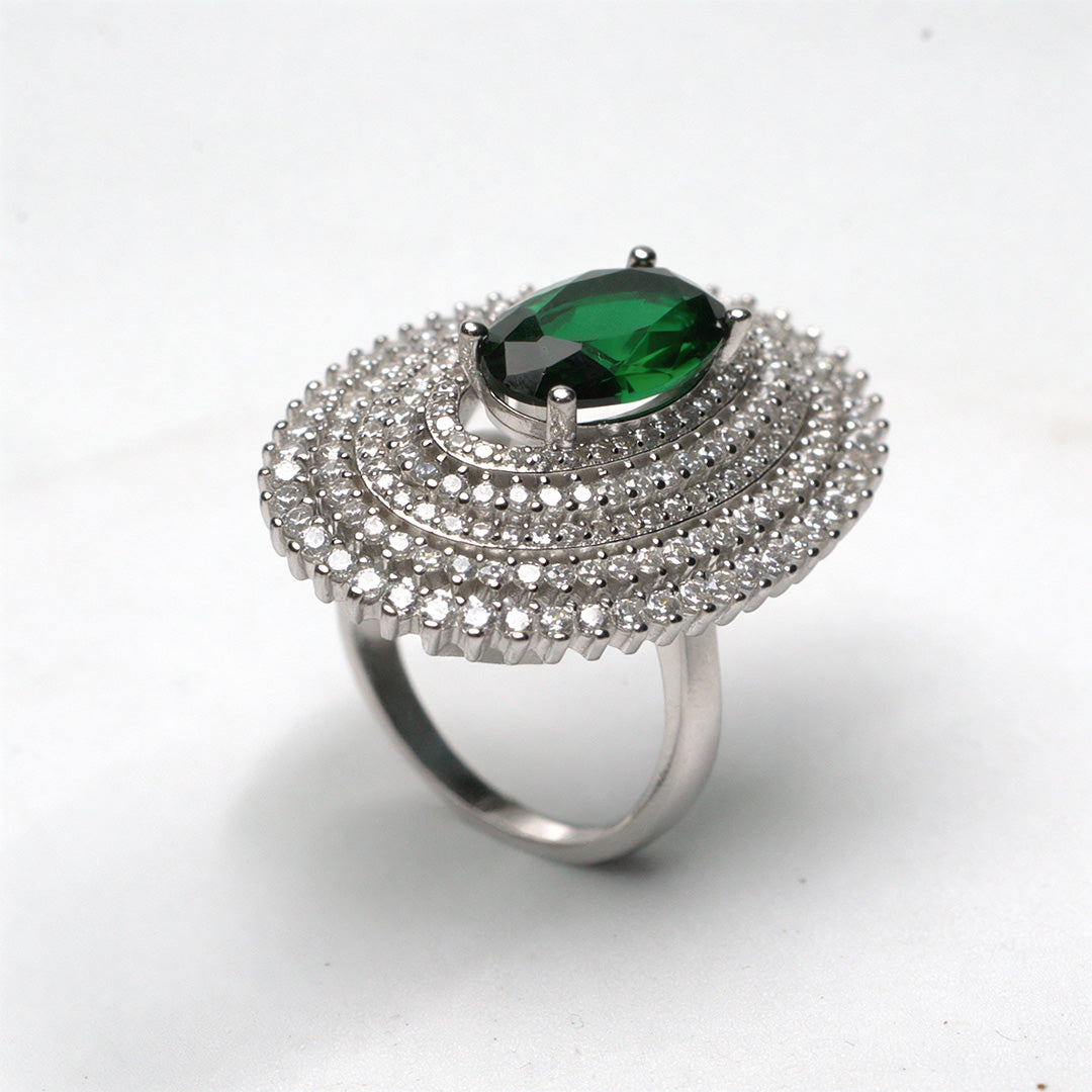 Emerald Orbit Luxe 925 Silver Ring