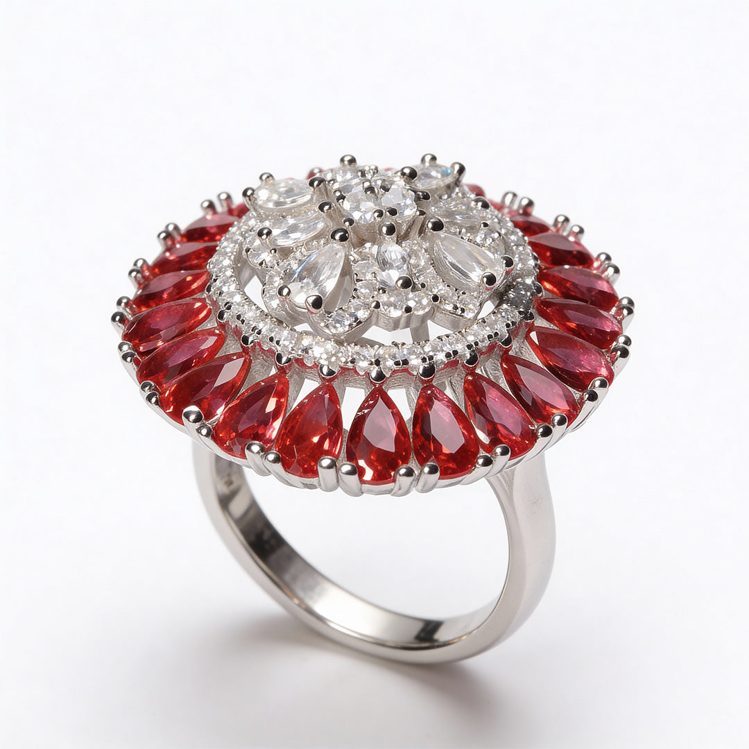 Scarlet Halo Royale 925 Silver Statement Ring