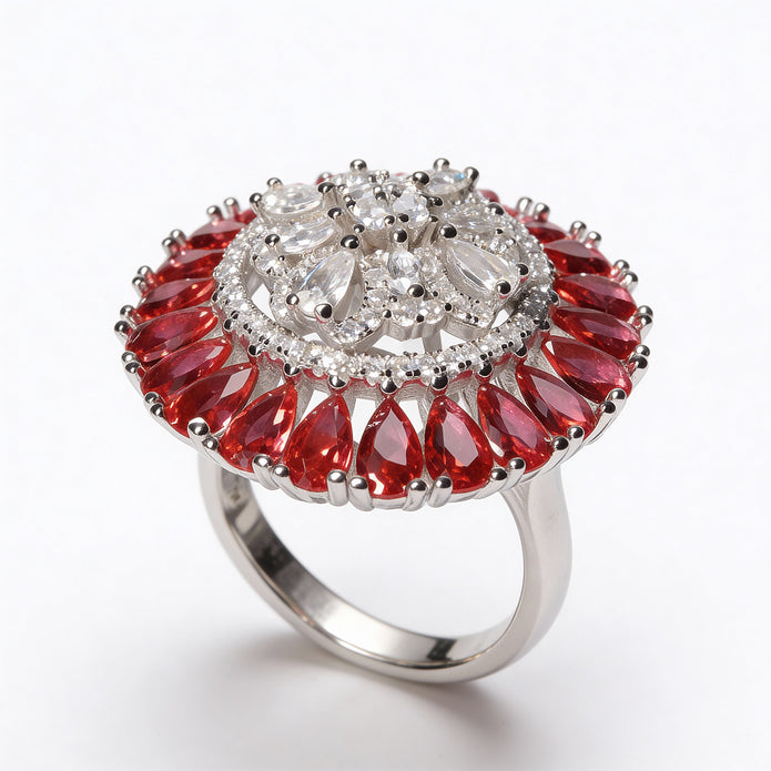 Scarlet Halo Royale 925 Silver Statement Ring