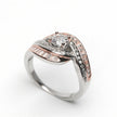 Rosé Split Shank Halo 925 Silver Ring