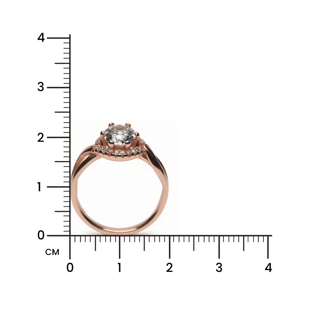 Rosé Halo Solitaire 925 Silver Ring