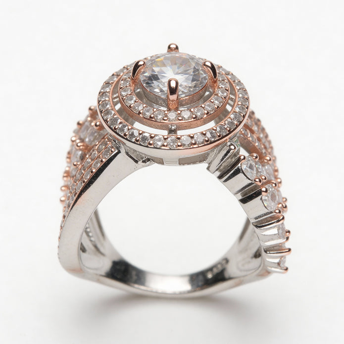 Rosé Halo Grandeur 925 Silver Ring
