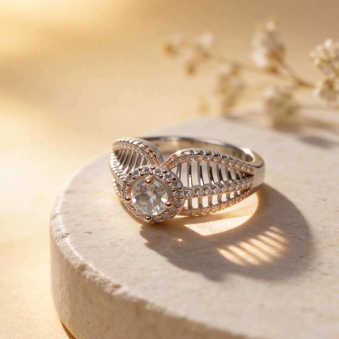 Rosé Elevated Halo 925 Silver Ring