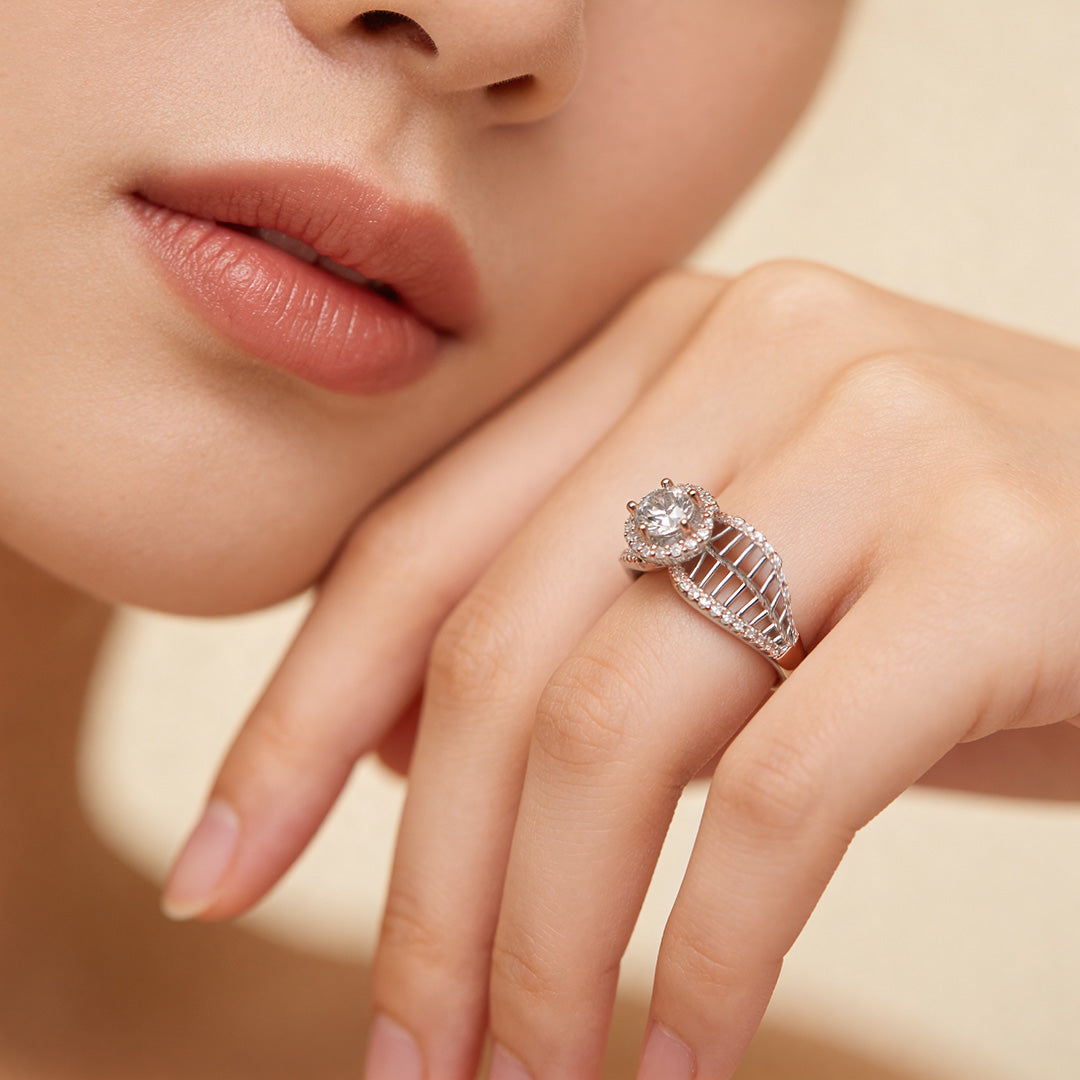 Rosé Elevated Halo 925 Silver Ring