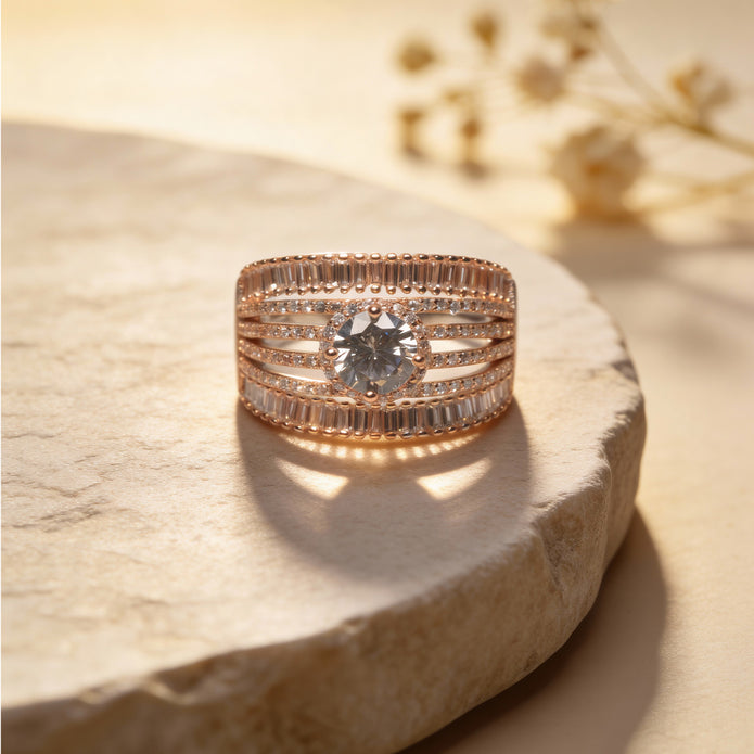 Grand Rosé Multi-Row 925 Silver Ring