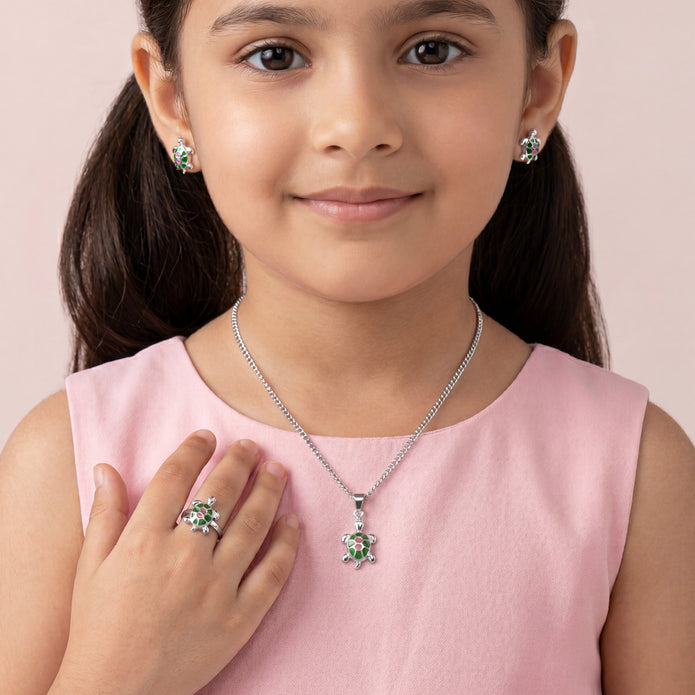 Nilo 925 Kids Jewellery Tiny Turtle Treasure Set