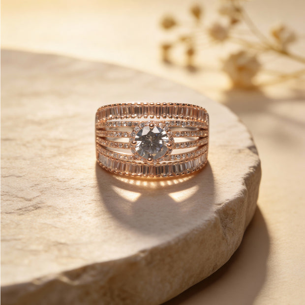 Grand Rosé Multi-Row 925 Silver Ring