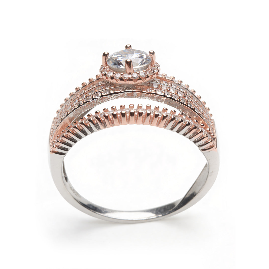 Grand Rosé Multi-Row 925 Silver Ring