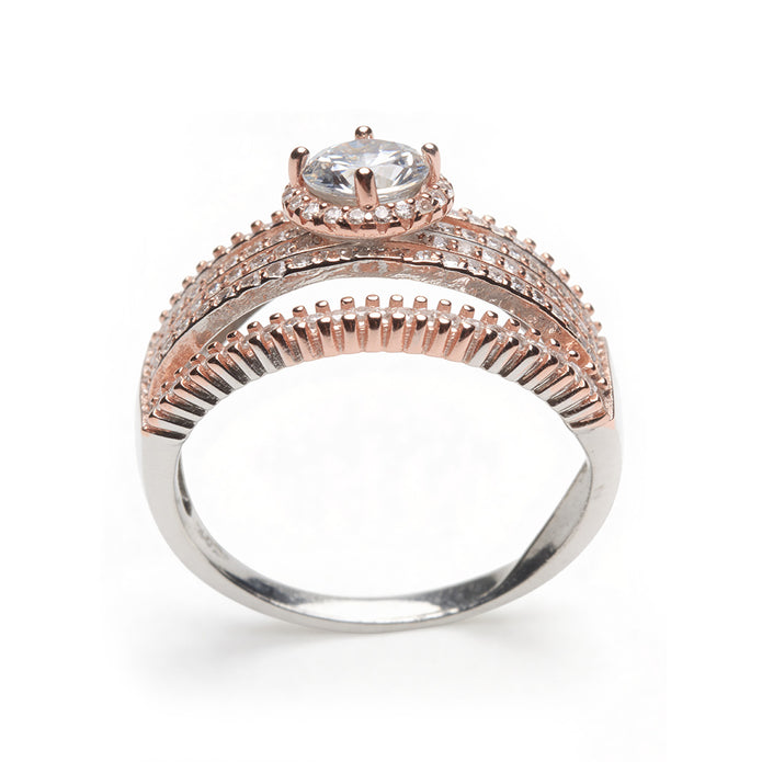 Grand Rosé Multi-Row 925 Silver Ring