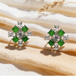 Emerald Petal Charm 925 Silver Stud Earrings