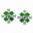 Emerald Petal Charm 925 Silver Stud Earrings