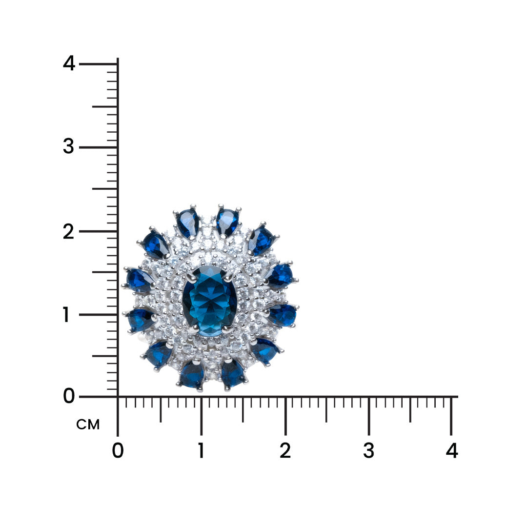 Sapphire Crown Bloom 925 Silver Ring