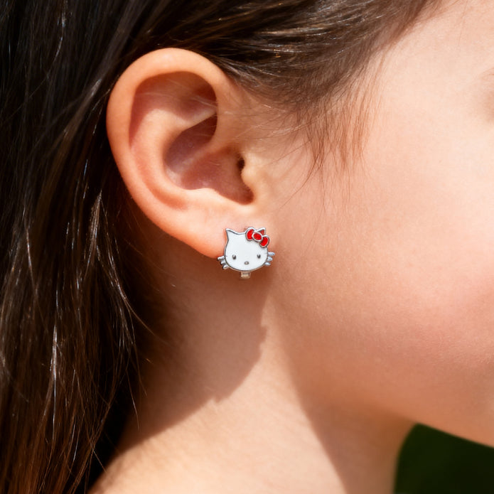 Nilo 925 Kids Jewellery Kitty Bow Stud Earrings