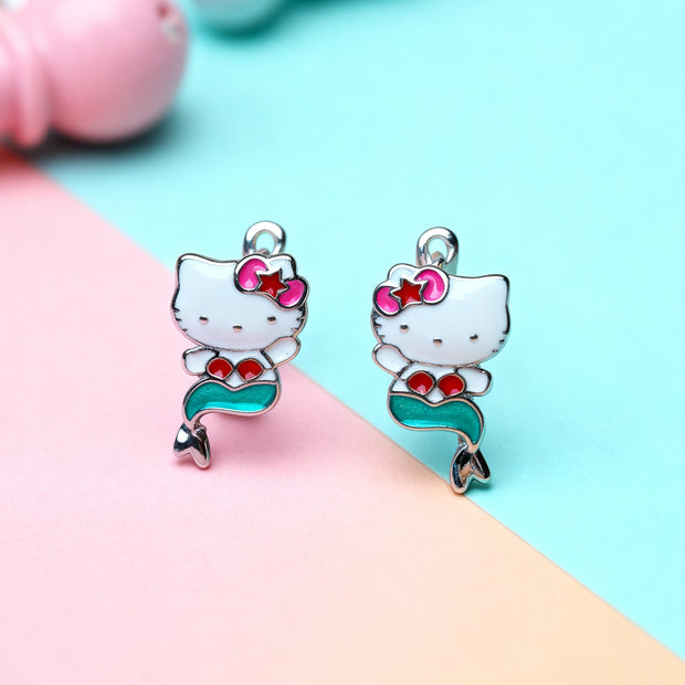 Nilo 925 Kids Jewellery Mermaid Kitty Drop Earrings