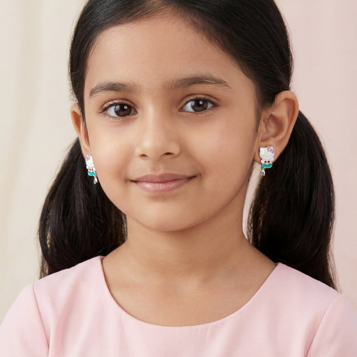 Nilo 925 Kids Jewellery Mermaid Kitty Drop Earrings