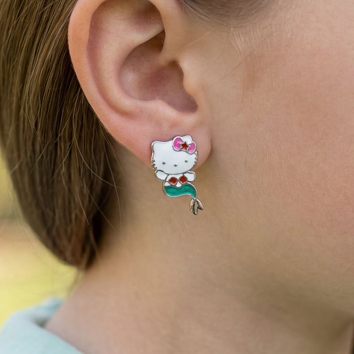 Nilo 925 Kids Jewellery Mermaid Kitty Drop Earrings