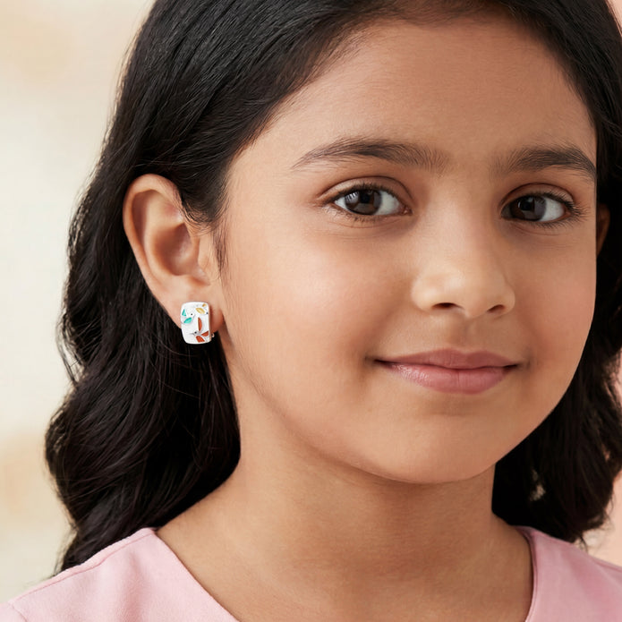 Nilo 925 Kids Jewellery Colorful Bird Enamel Earrings