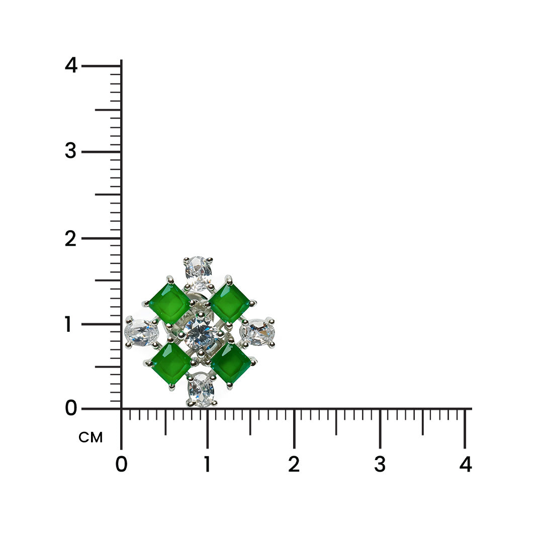 Emerald Petal Charm 925 Silver Stud Earrings