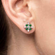 Emerald Petal Charm 925 Silver Stud Earrings