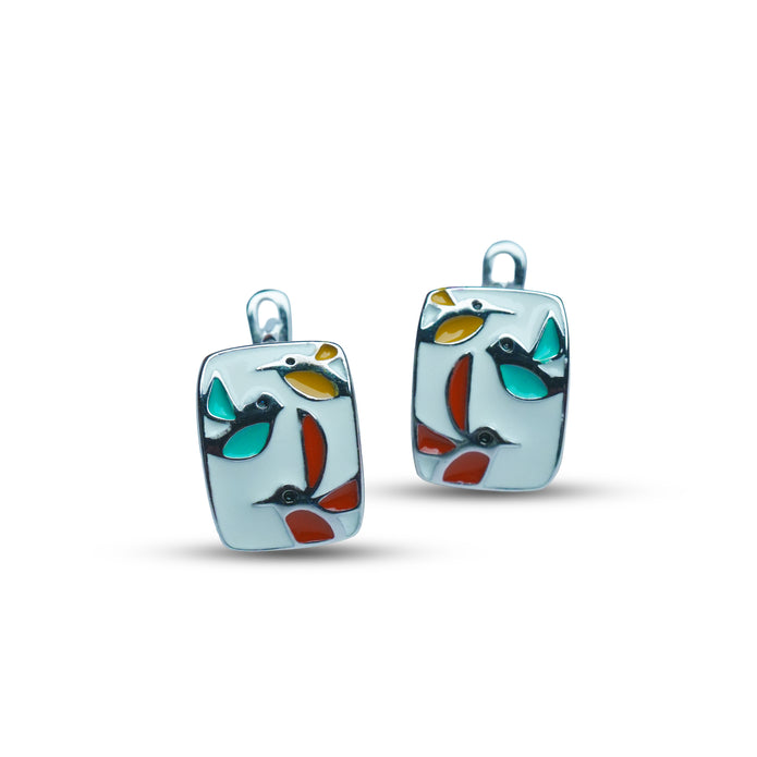Nilo 925 Kids Jewellery Colorful Bird Enamel Earrings