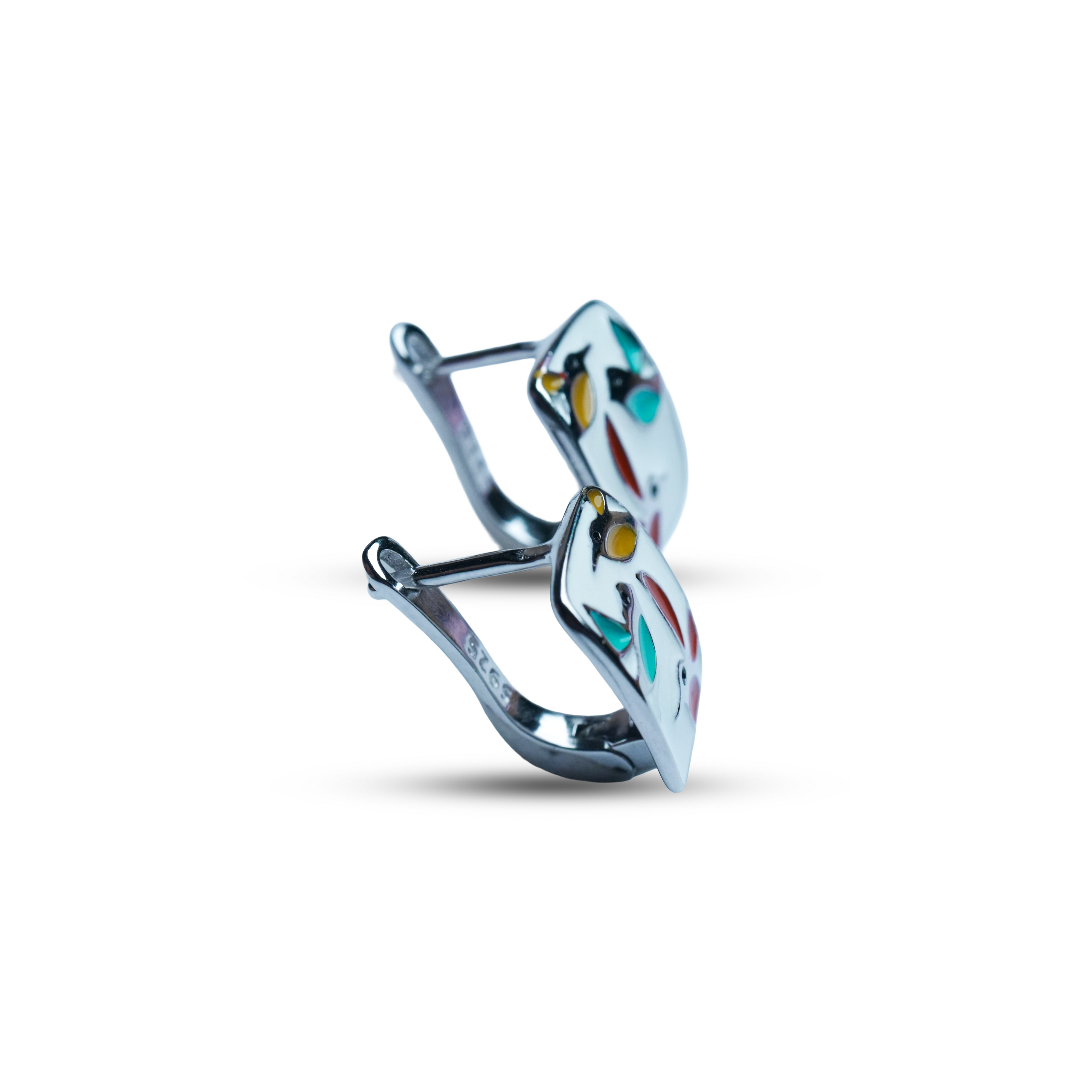 Nilo 925 Kids Jewellery Colorful Bird Enamel Earrings